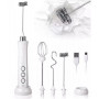 Електричний спінювач молока Milk Frother 3 в 1 капучинатор із зарядною базою Білий
