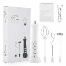 Електричний спінювач молока Milk Frother 3 в 1 капучинатор із зарядною базою Білий