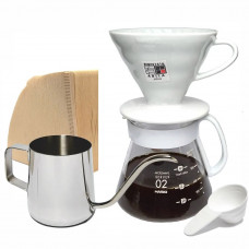 Набір Hario V60 Ceramic 02 фільтри/графин/Чайник/пуровер кераміка XVDD-3012W