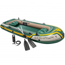 Чотиримісний надувний човен Intex 68351 Seahawk 4 Set, 351 х 145 см, (весла, ручний насос). 3-х камерна