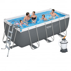 Каркасний басейн Bestway 56457 new, 412 х 201 х 122 см (3 028 л/год (пісочний), дозатор, драбина)