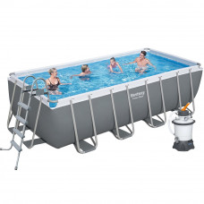 Каркасний басейн Bestway 56671 new, 488 х 244 х 122 см (3 028 л/год (пісочний), дозатор, драбина, тент)